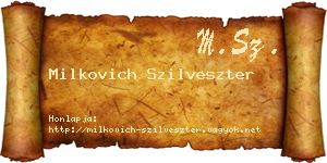 Milkovich Szilveszter névjegykártya